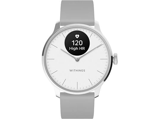 WITHINGS ScanWatch Light - Hybrid Smartwatch (-, Fluorélastomère, Blanc perle/Argent/Gris)