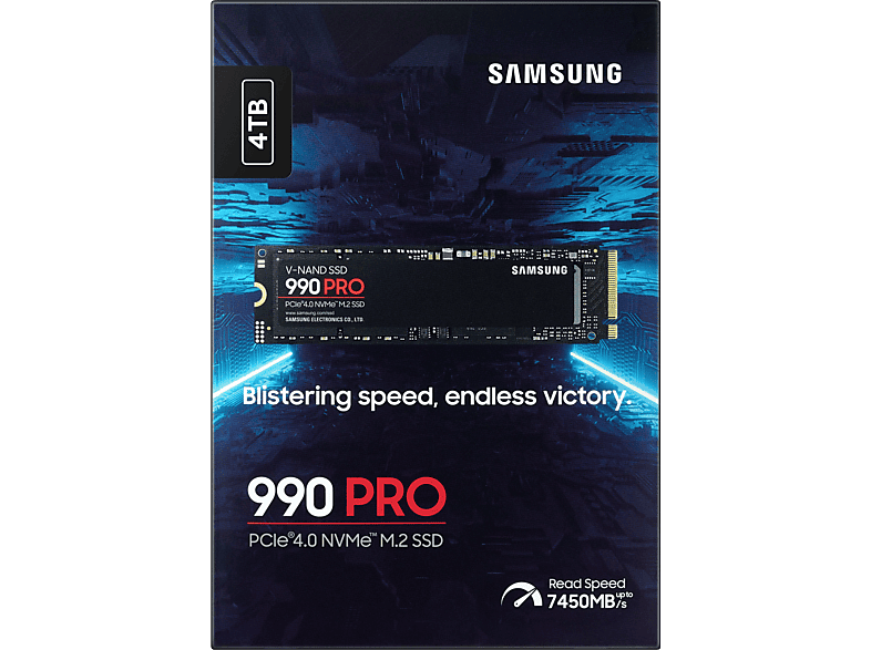 Samsung 990 PRO 4TB NVMe M.2 SSD 本体 SAMSUNG 990 PRO NVMe M.2 SSD | Festplatte (SSD, 4 TB, Schwarz