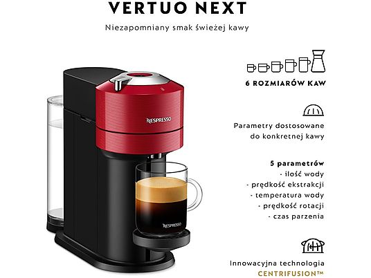 Ekspres na kapsułki KRUPS-NESPRESSO Vertuo Next XN9105 Czerwony