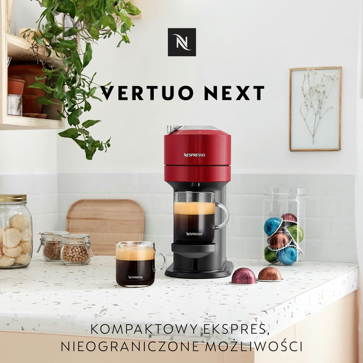 Ekspres na kapsułki KRUPS-NESPRESSO Vertuo Next XN9105 Czerwony