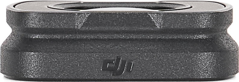 Ein schwarzes, strukturiertes, zylindrisches Zubehör mit dem DJI-Logo darauf.