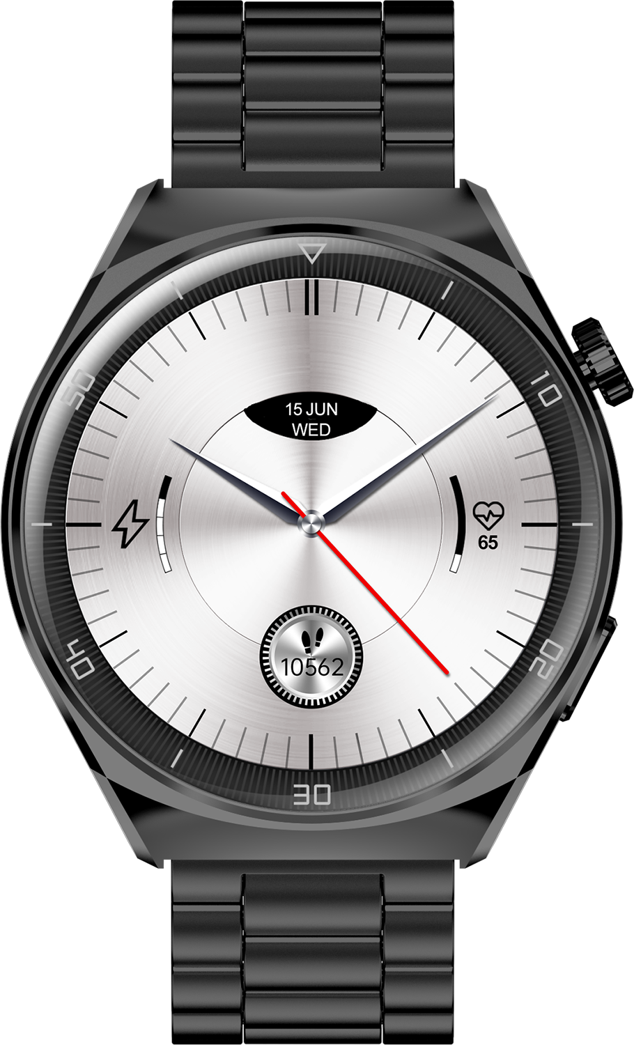 GARETT V12 okosóra, fekete, fém szíj (V12_BLK_STL)