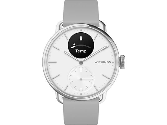 WITHINGS ScanWatch 2 - Hybrid Smartwatch (-, Fluorélastomère, Blanc perle/Argent/Gris)