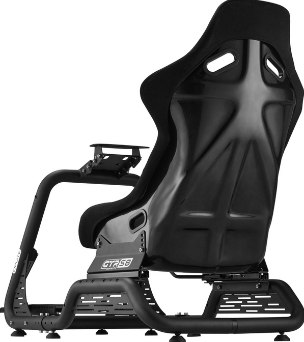 Sedia da gaming nera con design in stile racing, mostrata lateralmente.
