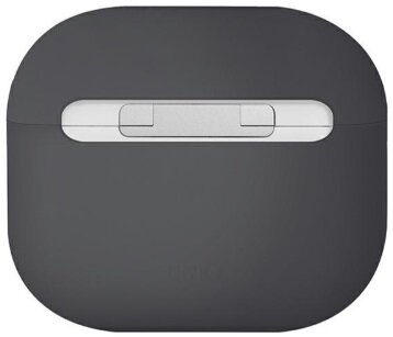 Ciemnoszara obudowa na słuchawki AirPods Pro ze srebrnym zawiasem.