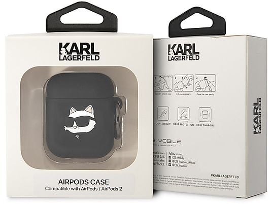 Silikonowe etui KARL LAGERFELD do Apple AirPods 1/2 Czarny KLA2RUNCHK