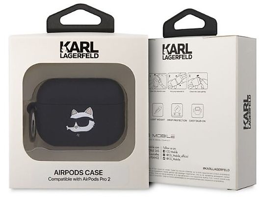 Silikonowe etui KARL LAGERFELD do Apple AirPods Pro 2 Czarny KLAP2RUNCHK