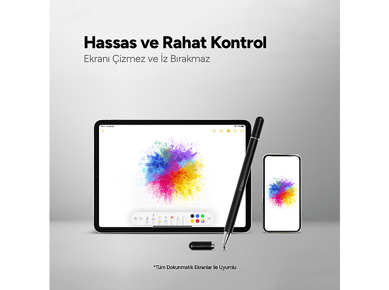 TTEC 2TP104S TouchPen S 2si1 Arada Dokunmatik Ekran Tablet Telefon Kalemi Siyah_2