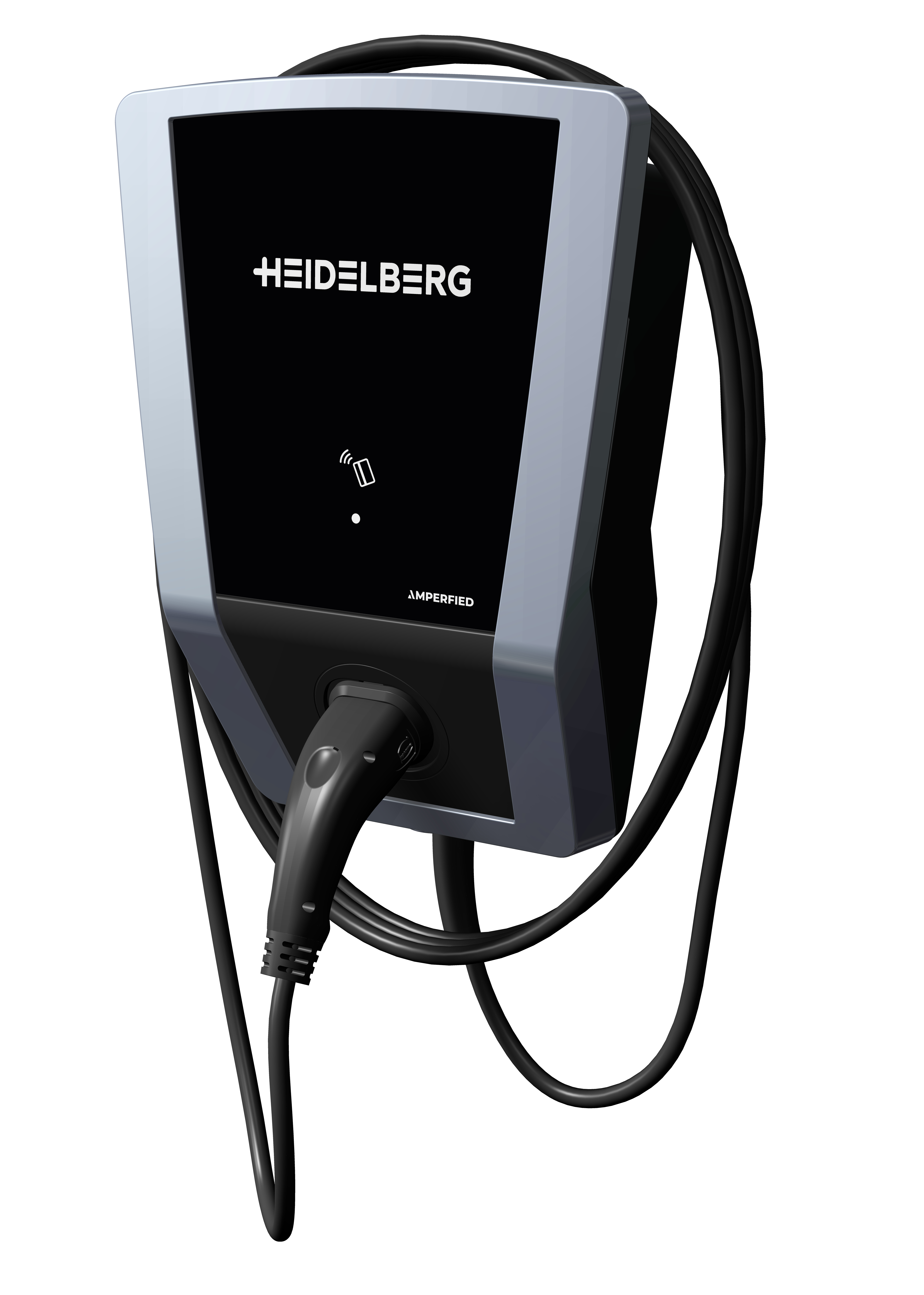 Heidelberg Elektrofahrzeug-Ladegerät, schwarzes Kabel und Stecker.