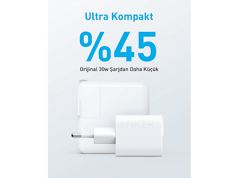 ANKER 323 33W USB-C + USB-A Şarj Cihazı A2331 Beyaz_1