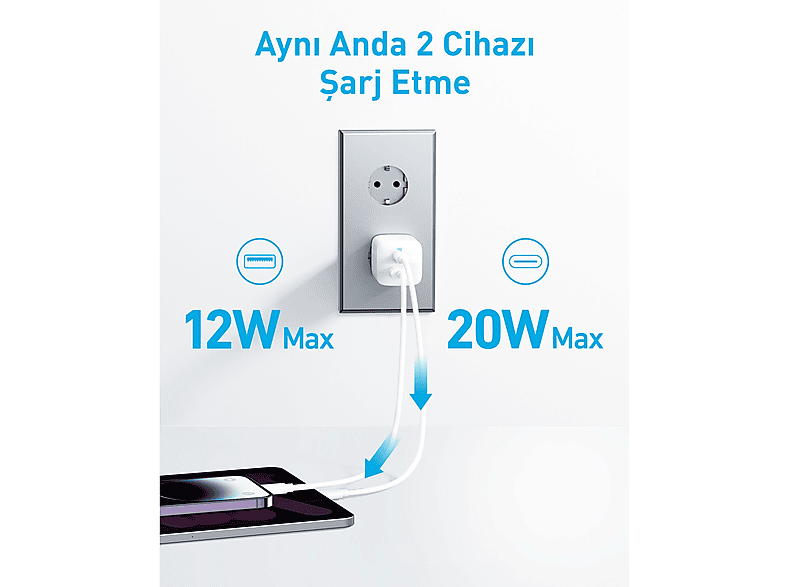 ANKER 323 33W USB-C + USB-A Şarj Cihazı A2331 Beyaz_4