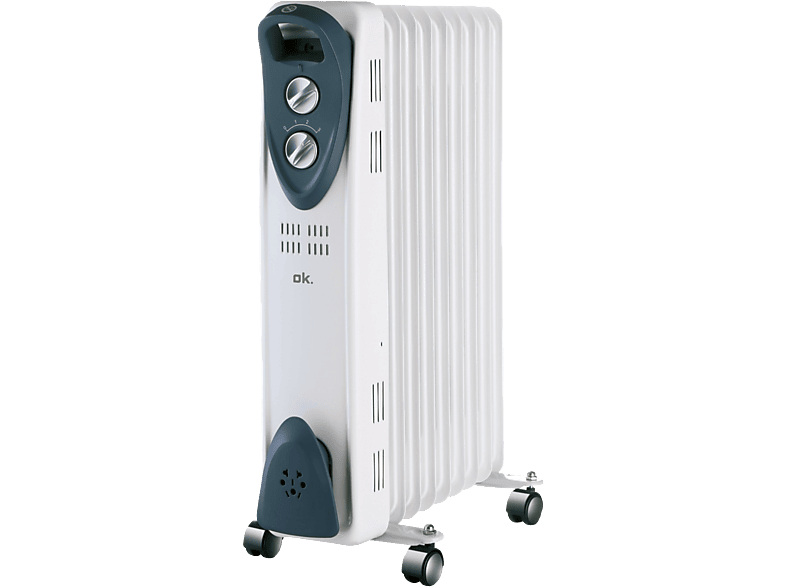 Radiador de aceite - ok. ORO 1122524 ES, 2000 W, 3 niveles calor, 9 elementos, Termostato regulable, Display LED, Blanco
