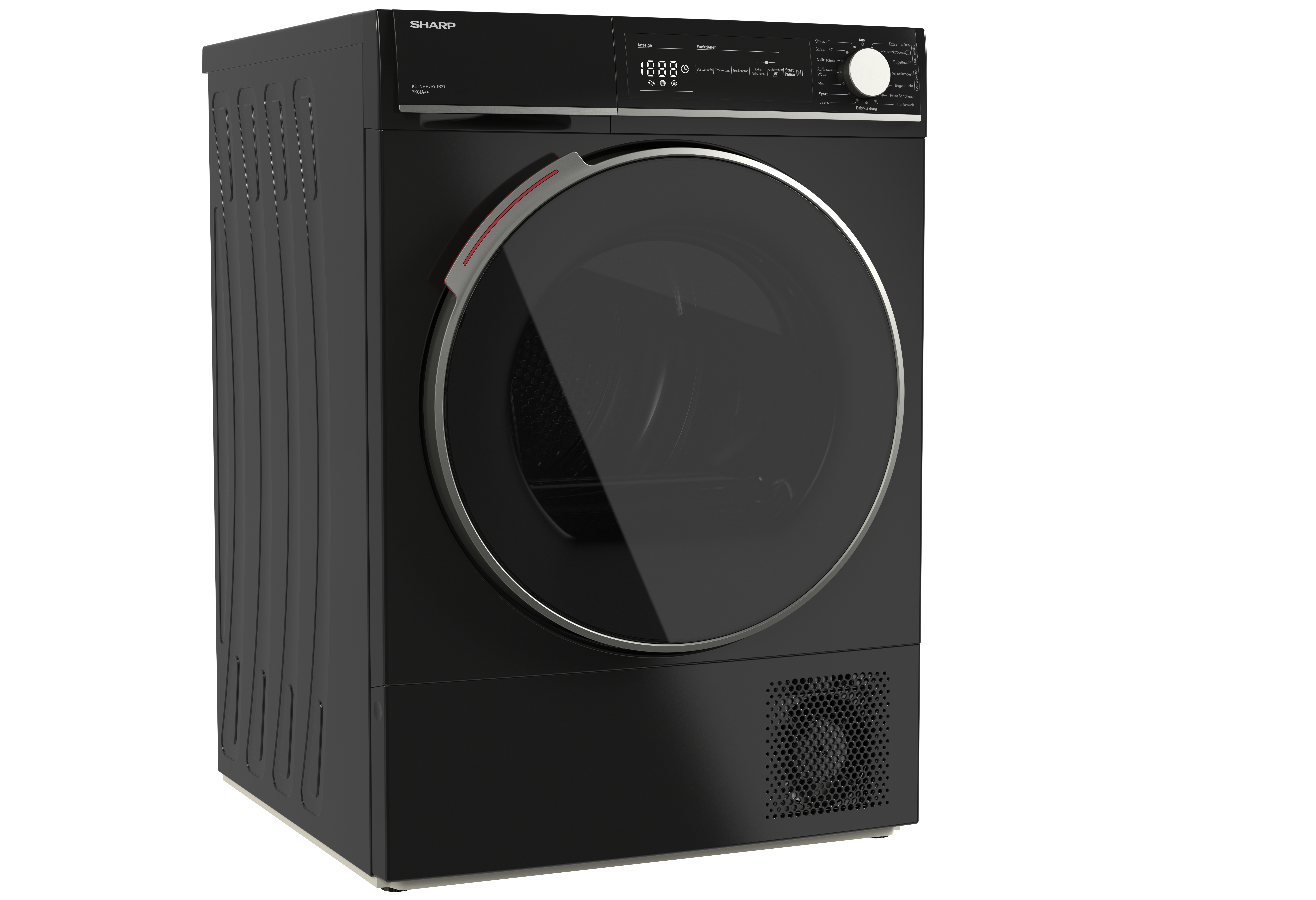 SHARP KD-NHH7S9GB21-DE Wärmepumpentrockner (7 kg, A++, Schwarz)