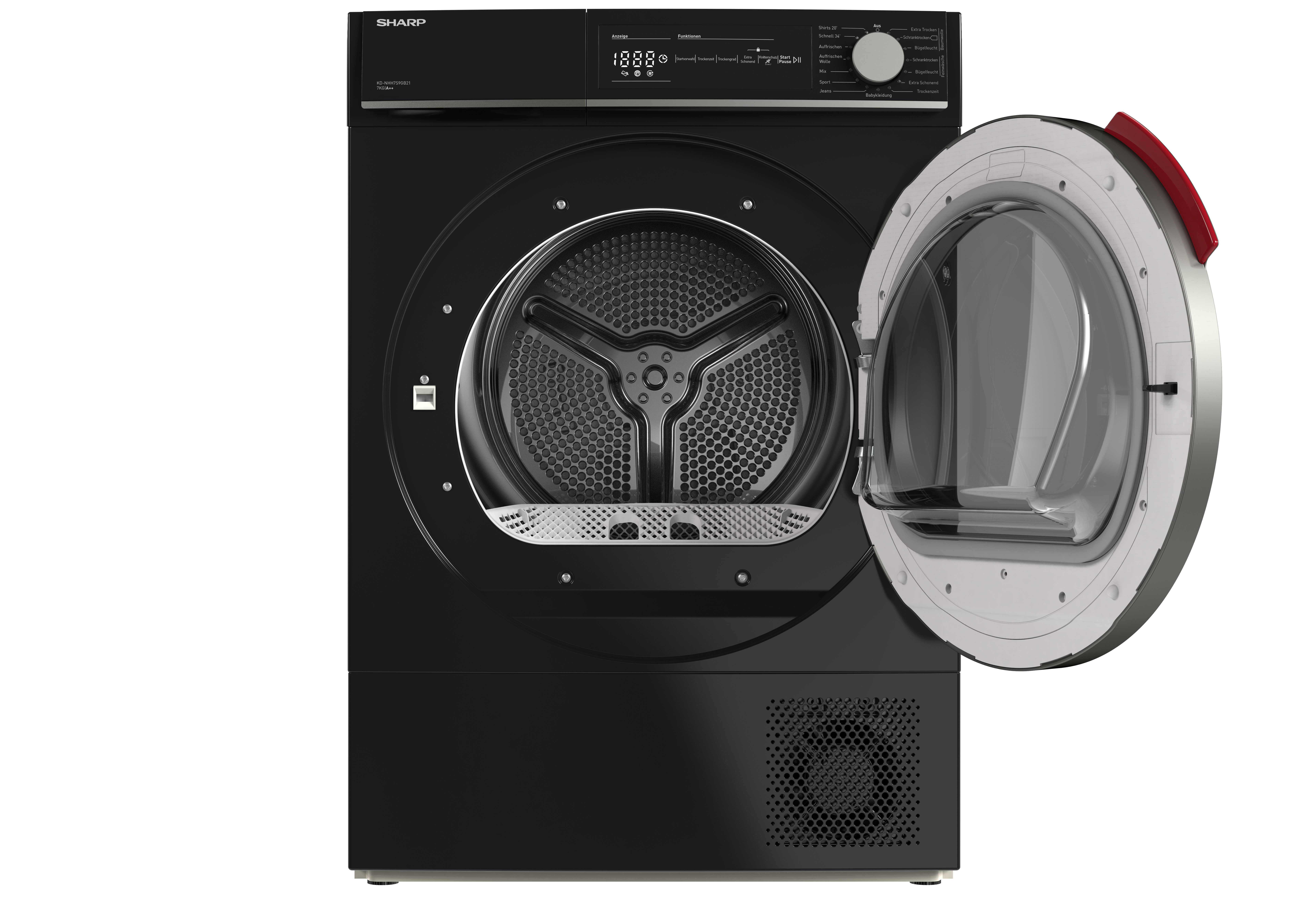 SHARP KD-NHH7S9GB21-DE Wärmepumpentrockner (7 kg, A++, Schwarz)