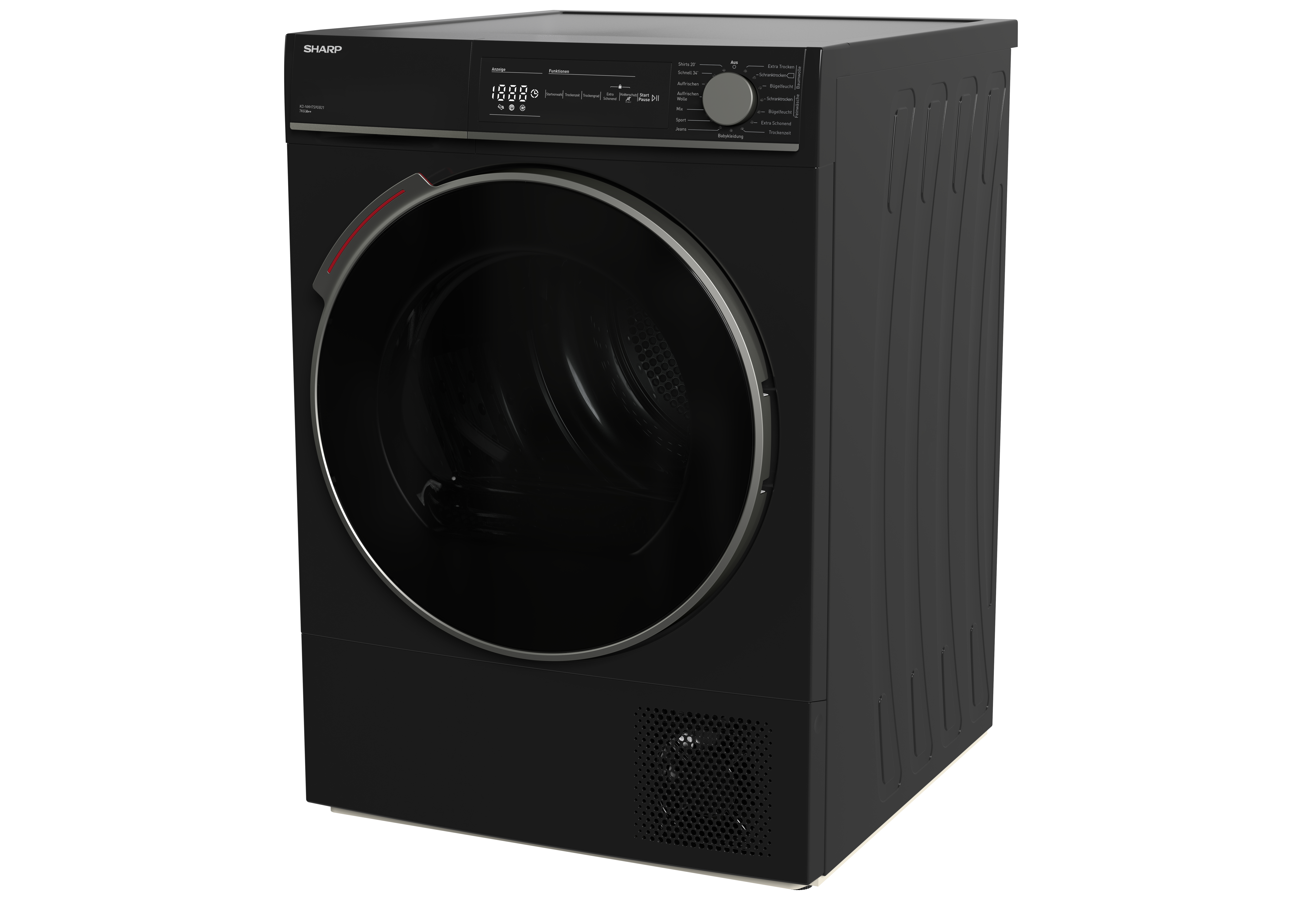 SHARP KD-NHH7S9GB21-DE Wärmepumpentrockner (7 kg, A++, Schwarz)