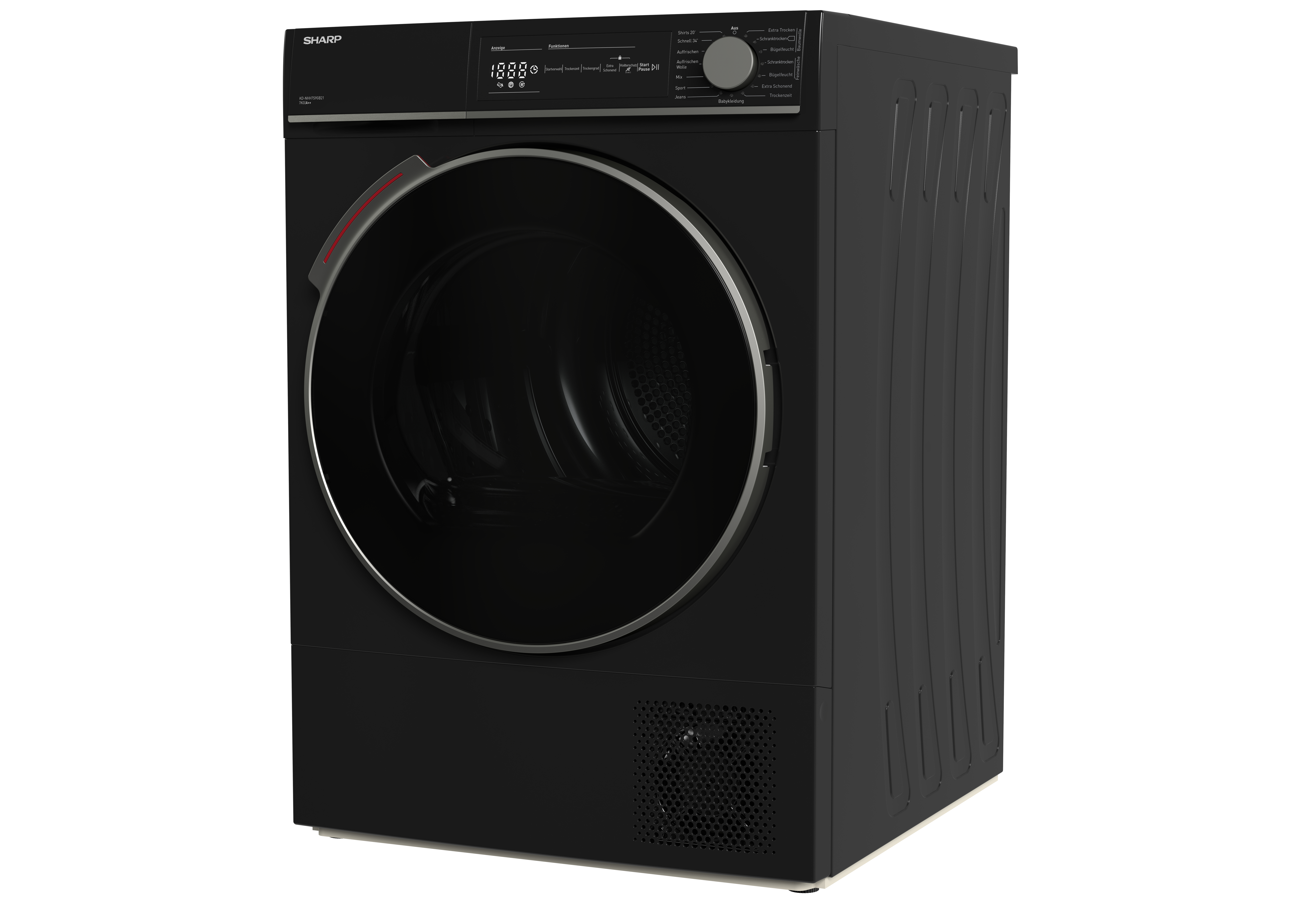 SHARP KD-NHH7S9GB21-DE Wärmepumpentrockner (7 kg, A++, Schwarz)