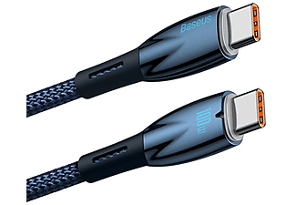 BASEUS Glimmer 100W Type-C to Type-C Şarj Kablosu 1m Mavi_1