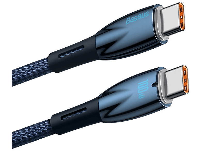 BASEUS Glimmer 100W Type-C to Type-C Şarj Kablosu 1m Mavi_1