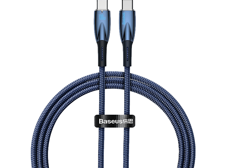 BASEUS Glimmer 100W Type-C to Type-C Şarj Kablosu 1m Mavi_0