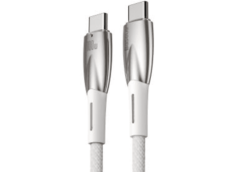 BASEUS Glimmer 100W Type-C to Type-C Şarj Kablosu 1m Beyaz_1