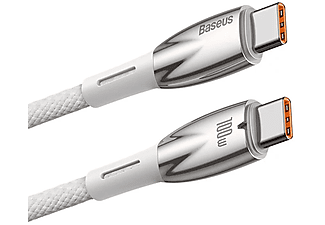 BASEUS Glimmer 100W Type-C to Type-C Şarj Kablosu 1m Beyaz_2