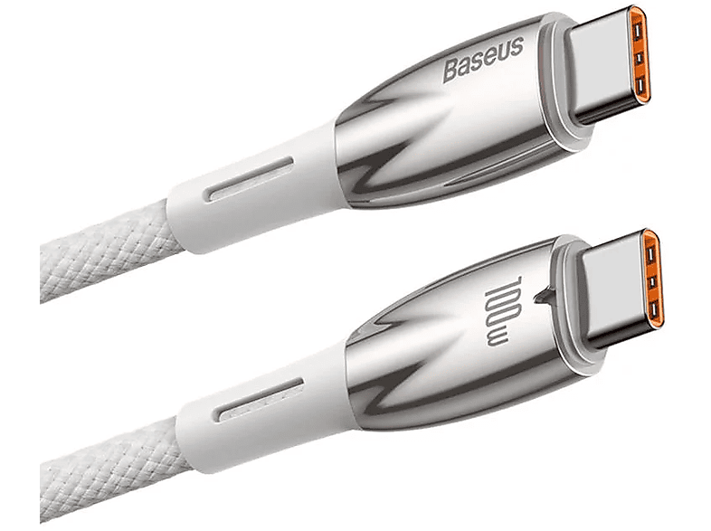 BASEUS Glimmer 100W Type-C to Type-C Şarj Kablosu 1m Beyaz_2