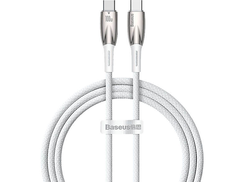 BASEUS Glimmer 100W Type-C to Type-C Şarj Kablosu 1m Beyaz_0