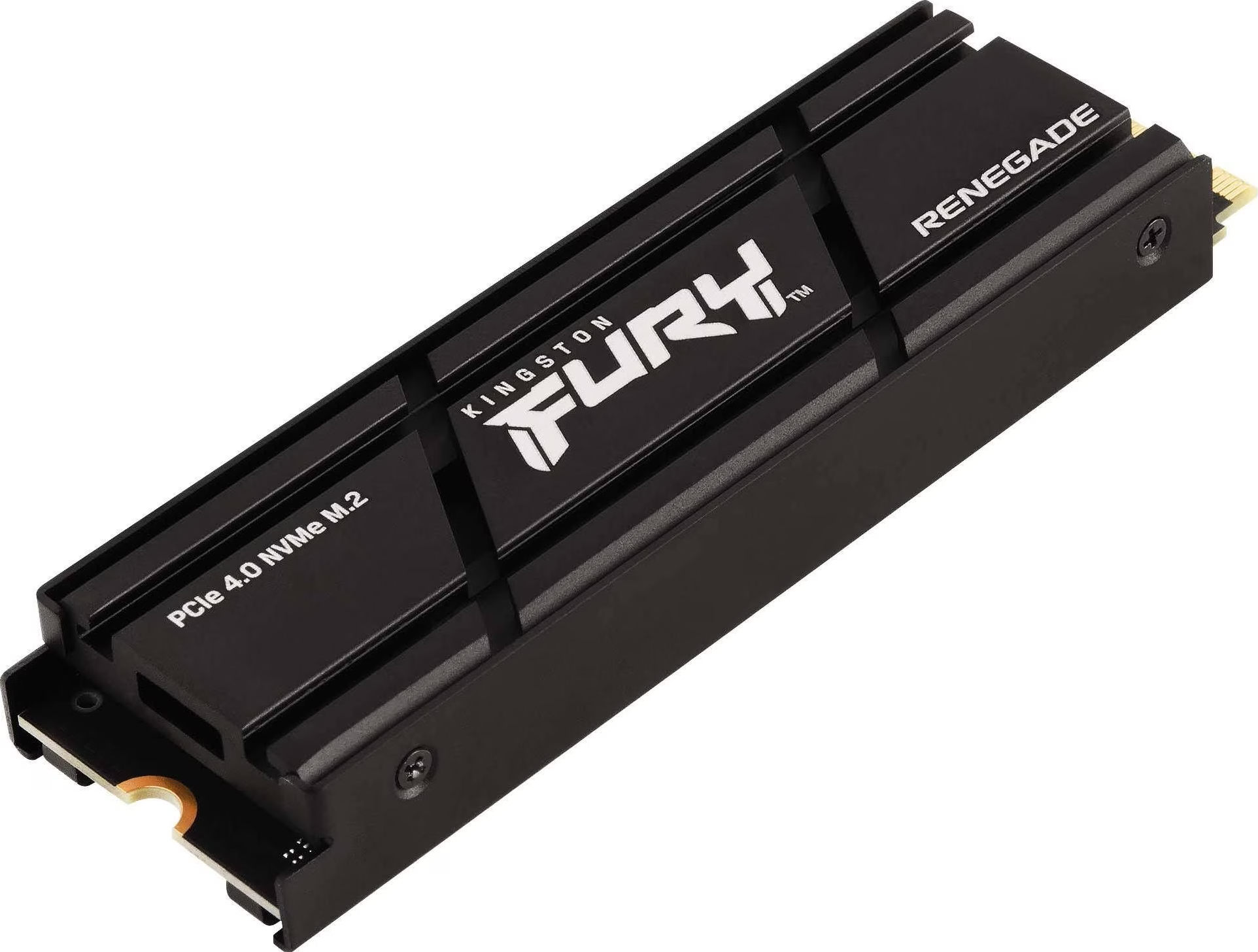 SSD M.2 NVMe nero con dissipatore e etichette.