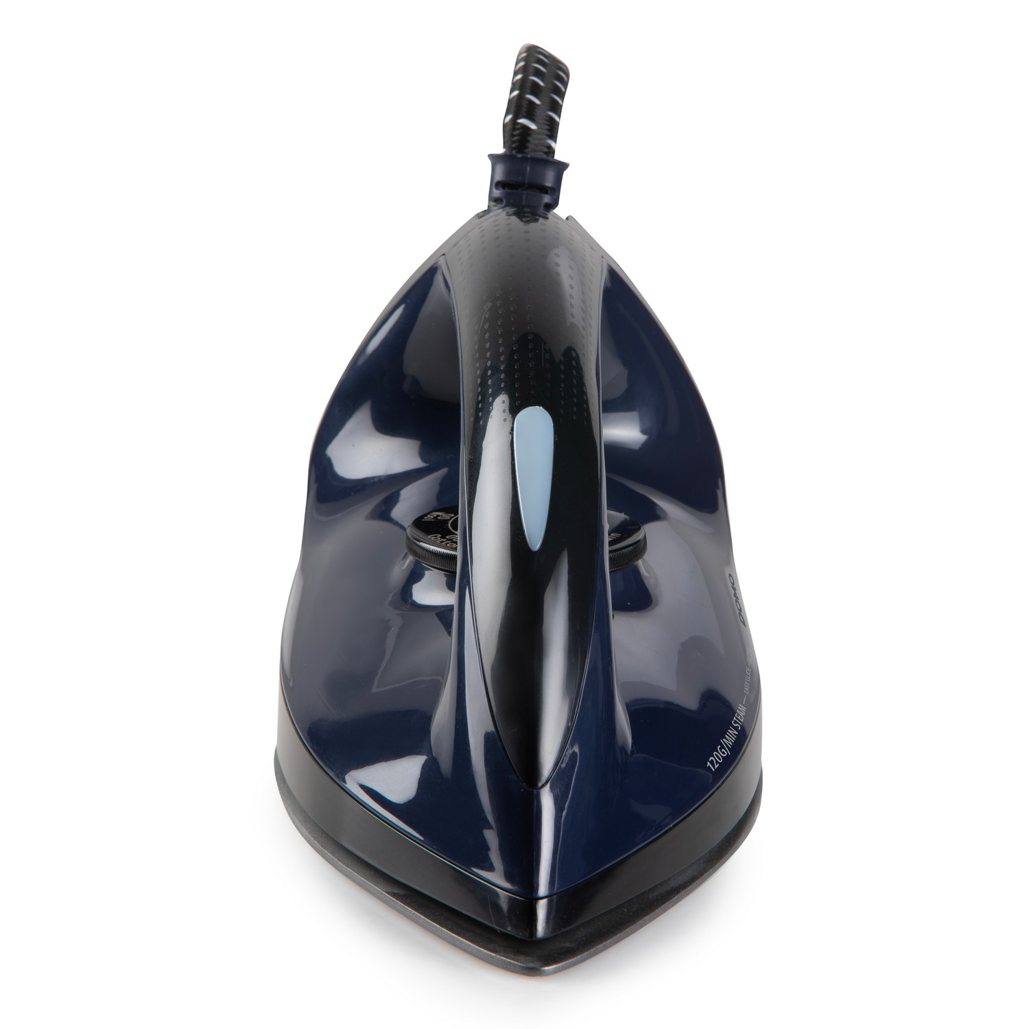 Blue and black iron isolated on a white background.