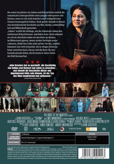 Rückseite der DVD. Frau schaut auf. Text auf Deutsch. Szenenbilder.