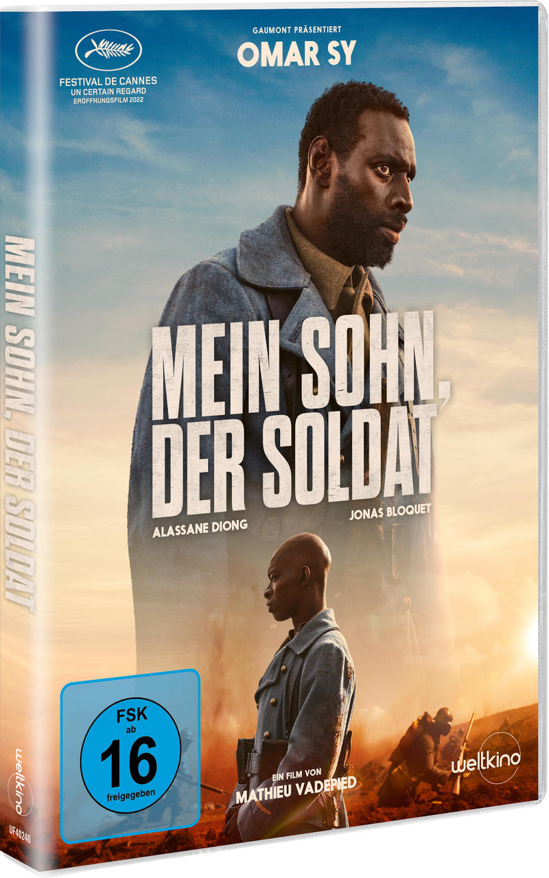 DVD-Cover: Omar Sy in einem Film mit dem Titel Mein Sohn, Der Soldat.