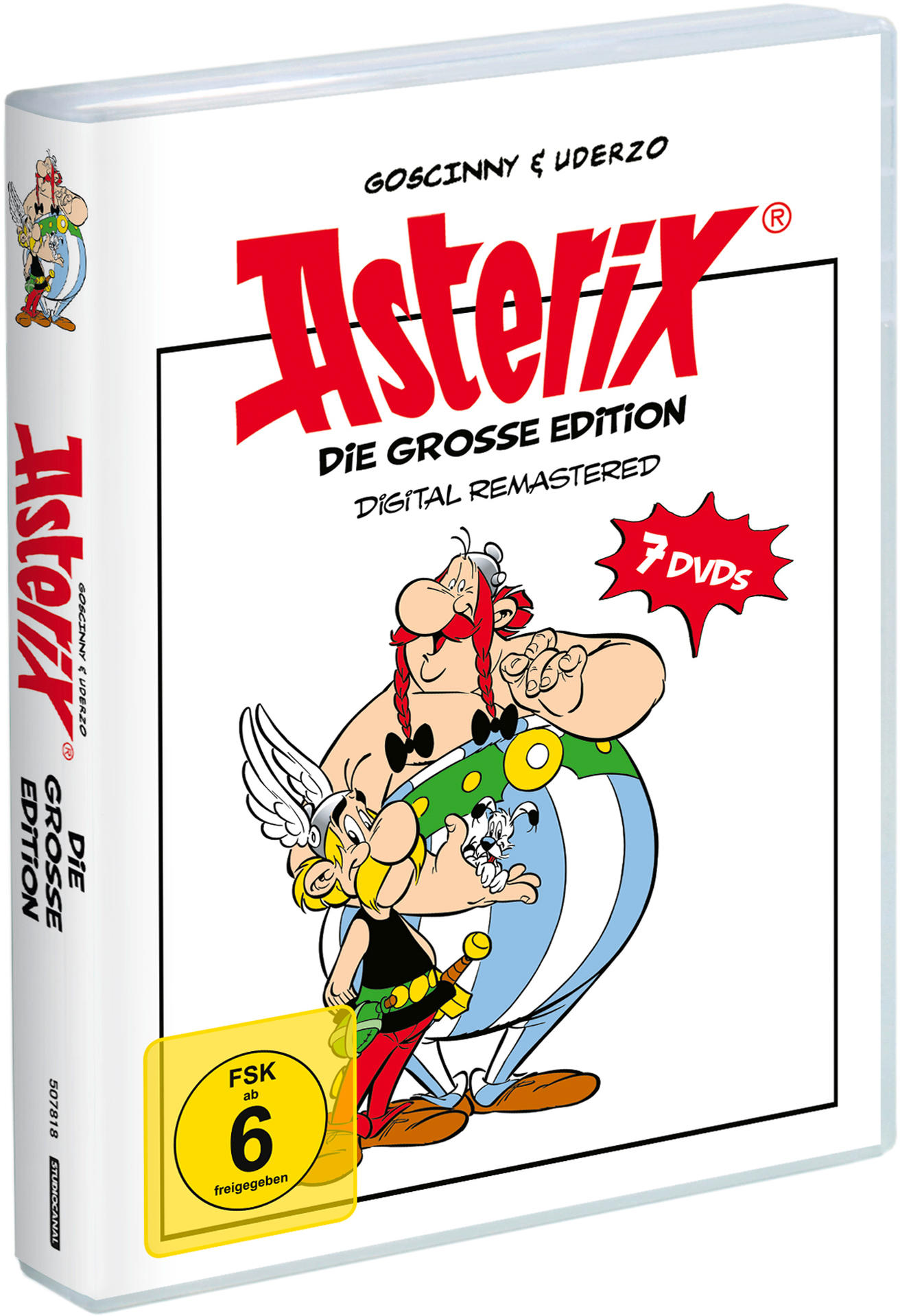 Asterix DVD-Box mit Zeichentrickfiguren und einem '7 DVDs'-Etikett.