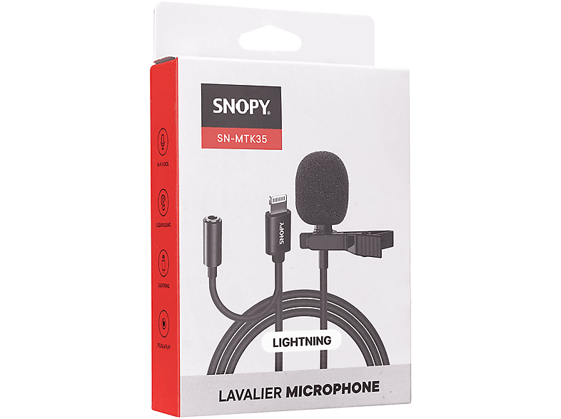 SNOPY SN-MTK35 Lightning Tik-Tok Akıllı Telefon Kulaklık Çıkışlı Yaka Mikrofonu Siyah_2