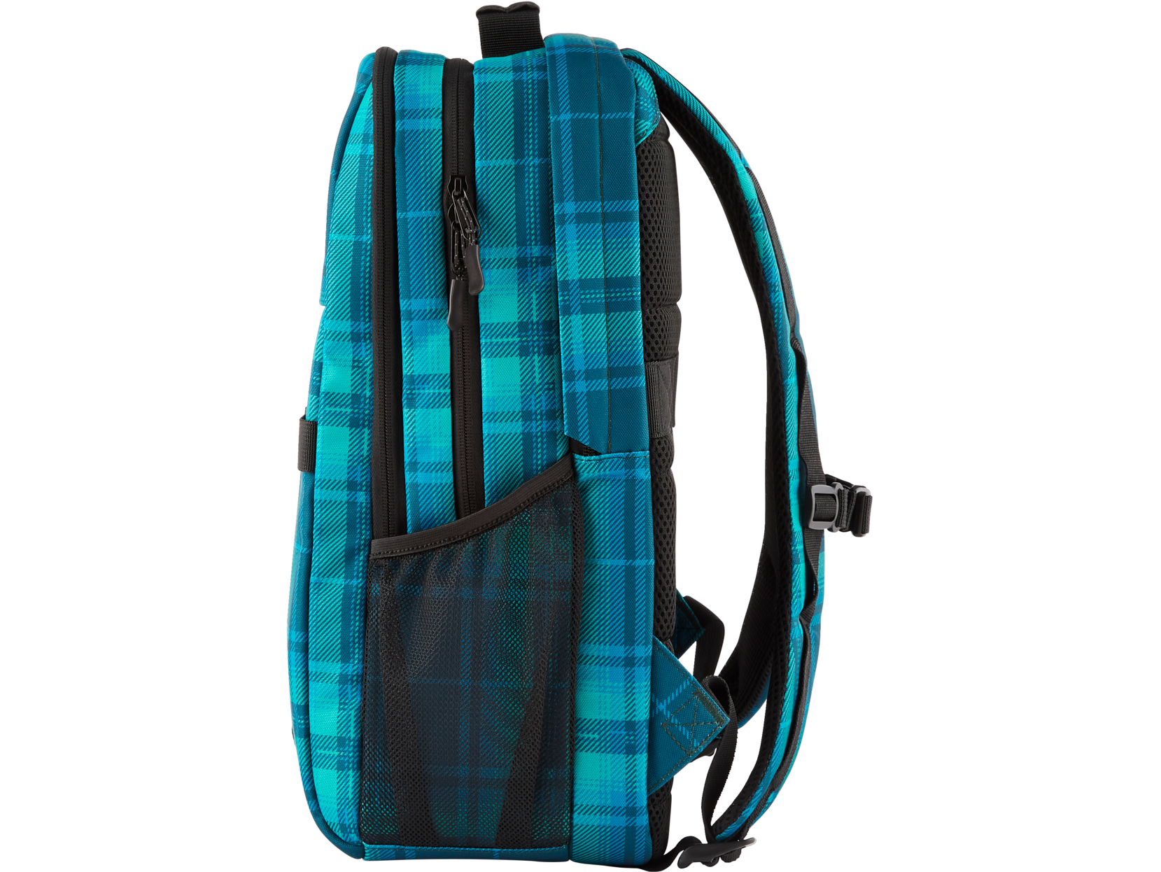 Mochila - HP Campus XL con patrón de cuadros de tartán, 20 L, Portátiles hasta 16", Tablet, Acolchado, Materiales impermeables, Negro