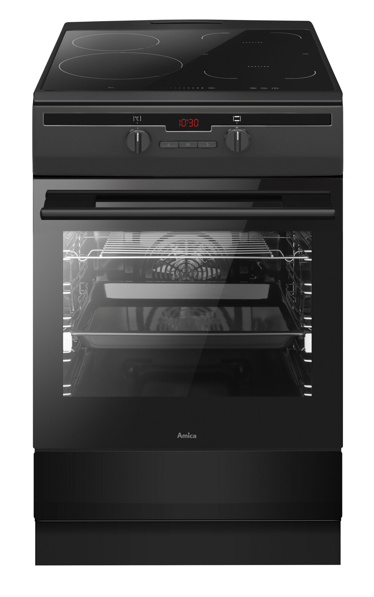 Zbliżenie czarnego piekarnika Amica.