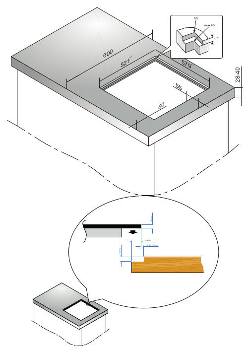 Schemat pokazujący wymiary płyty grzewczej.