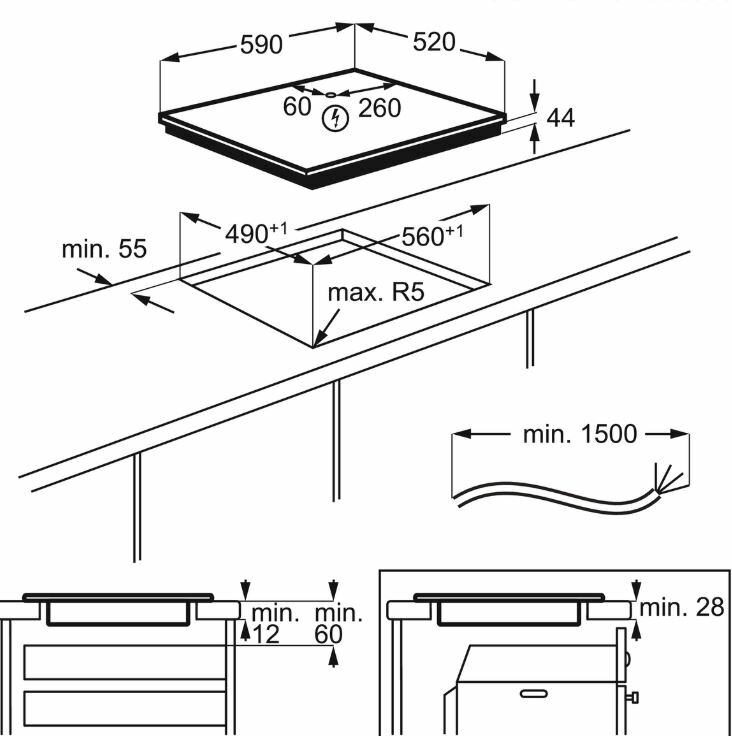 Czarny panel sterowania płyty grzewczej z czerwonymi wyświetlaczami cyfrowymi i przyciskami.