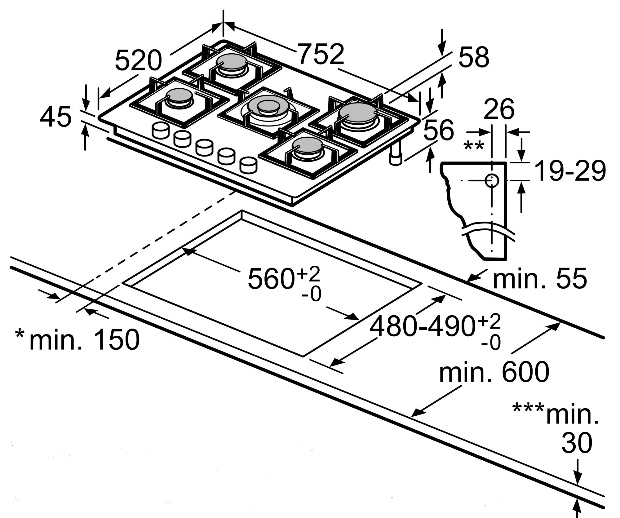 Płyta gazowa BOSCH PPQ7A6B90 Seria 6