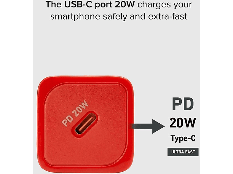SBS NanoTube GaN PD20W USB-C Czerwony – zdjęcie 3