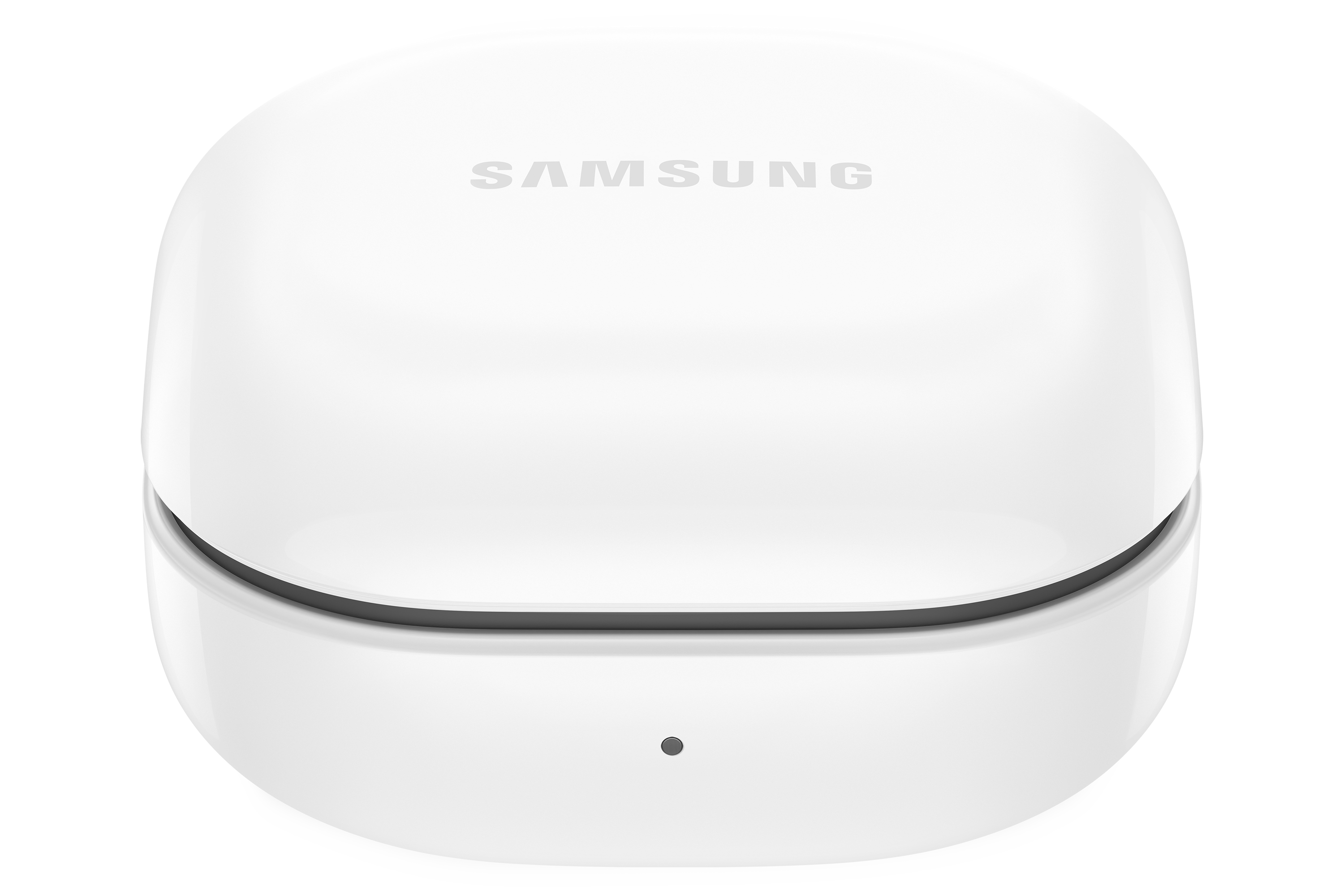 Üstünde Samsung logosu bulunan beyaz bir Samsung şarj kutusu.