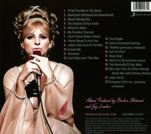 Rückseite eines Barbra Streisand-Albums, mit Titelliste, Albumcover und Credits.