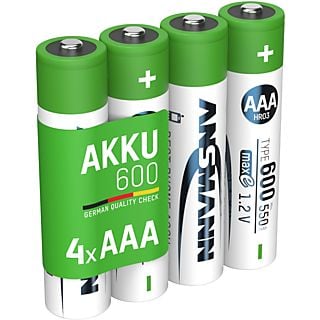 ANSMANN 4 batterie Ni-MH Mignon AAA 550 mAh - Batteria ricaricabile