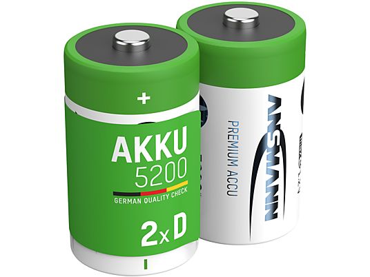 ANSMANN 2 batterie Ni-MH Mono D da 5000 mAh - Batteria ricaricabile