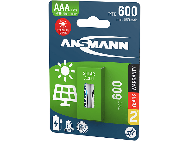 Ansmann Micro AAA Ni-MH 600 mAh 2er Pack; Wiederaufladbare Batterie — Foto 3 von 3