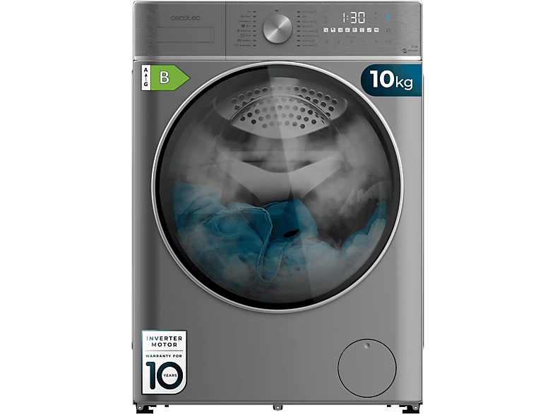Lavadora secadora Cecotec Bolero Wash&Dry 10680 Inverter Steel B, 10