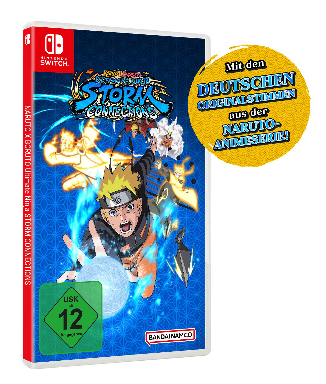 Naruto X Boruto Ultimate Ninja Storm Connections Videospielhülle. Charaktergrafik sichtbar.