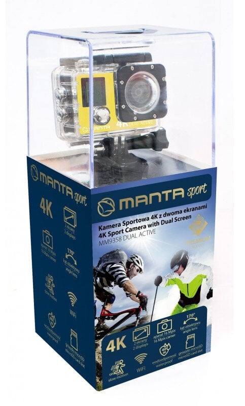 Kamera sportowa MANTA MM9358 4k z dwoma ekranami DUAL ACTIV