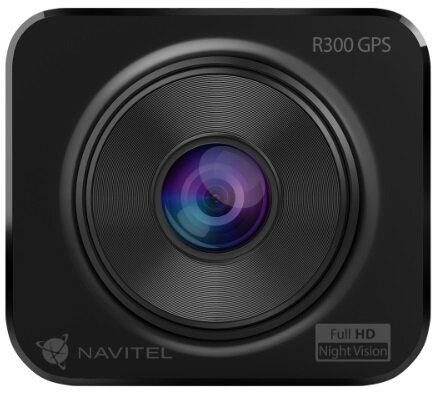 Czarna kamera samochodowa Navitel R300 GPS z noktowizorem.