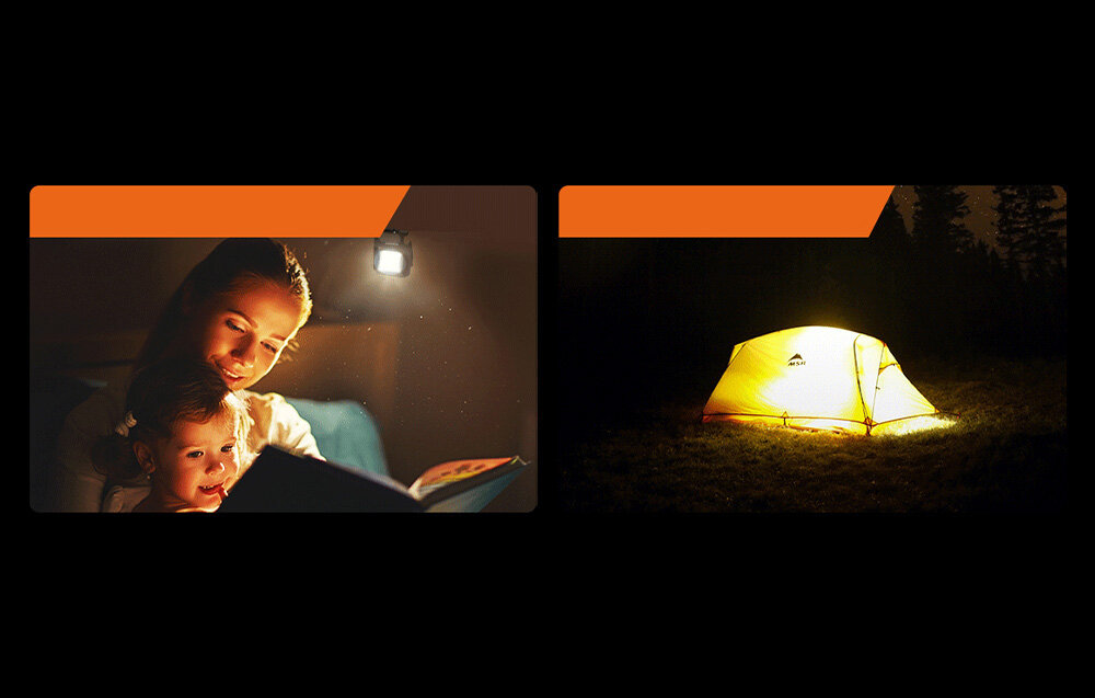 Kobieta czytająca dziecku w pomieszczeniu oświetlonym małym światłem. Namiot oświetlony w nocy.