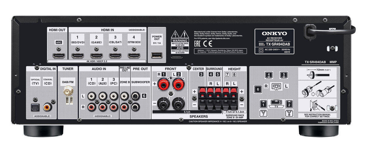 Amplituner ONKYO TX-SR494DAB B Czarny